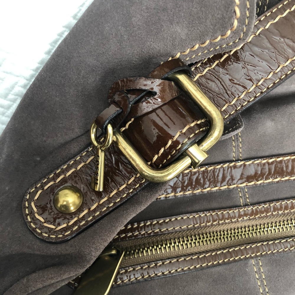 Fossil suede hobo style handbag